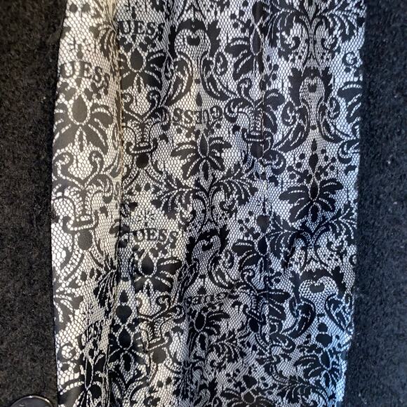 Vintage Guess Wool Blend Y2K Pea Coat SZ L Fuzzy Lined Gold Button Goth 90’s - Picture 7 of 9